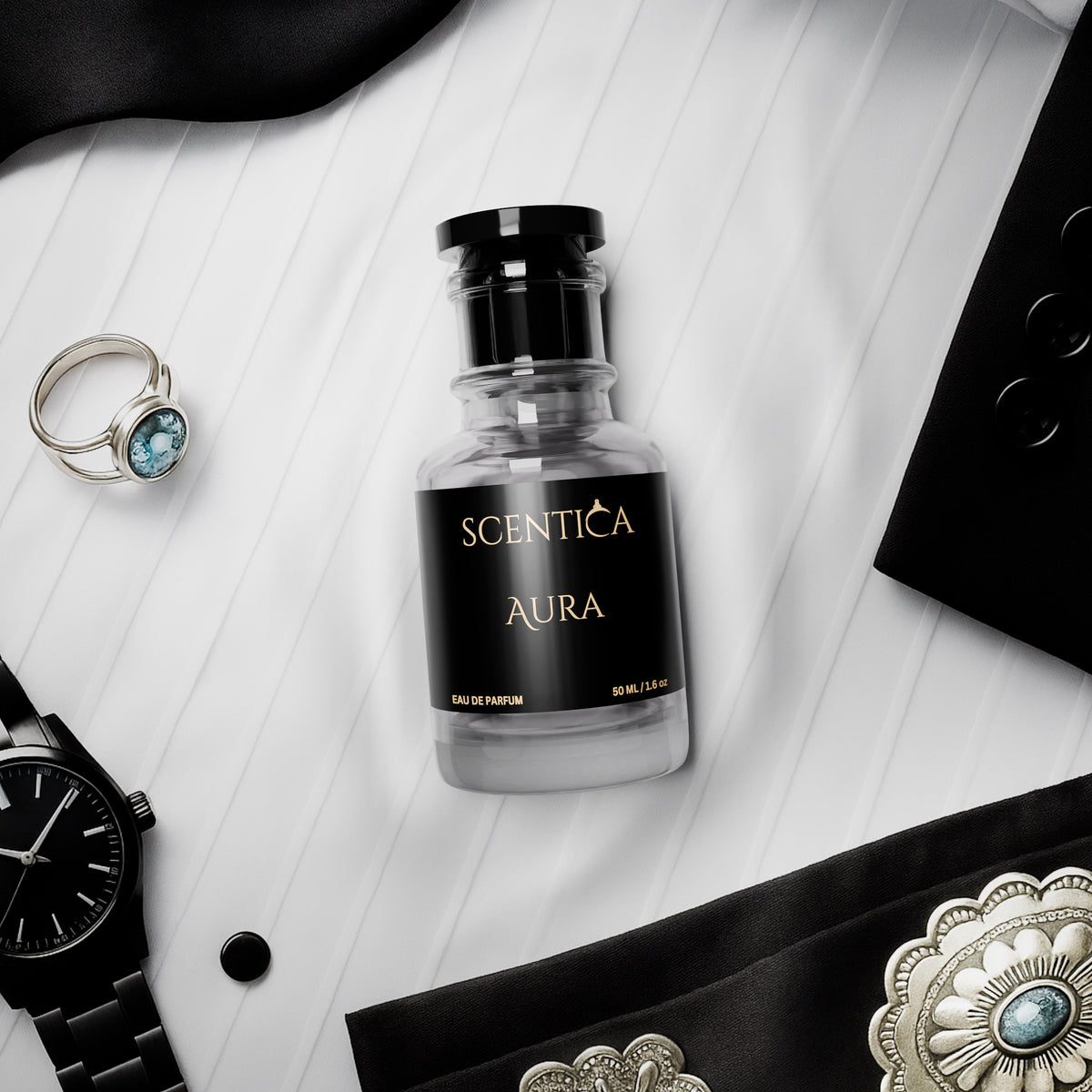 Aura by Scentica saffron, jasmine and ambergris perfume